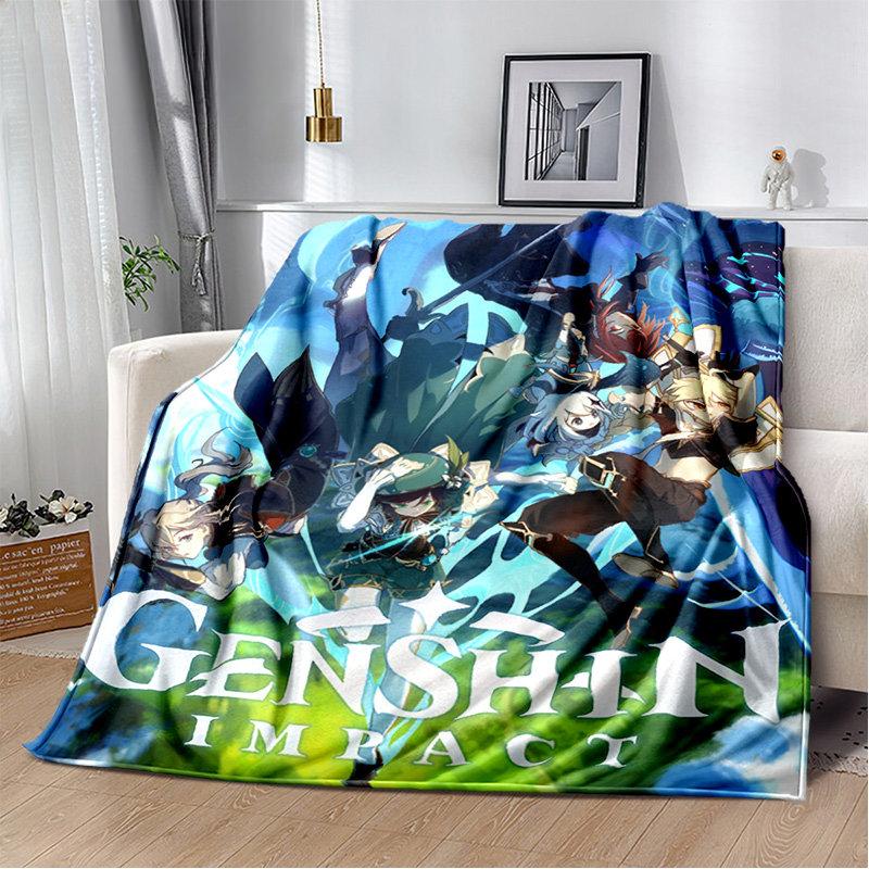 Genshin Impact Cartoon Game Soft Plush Blanket,Flannel Blanket Throw Blanket for Living Room Bedroom Bed Sofa Picnic Cover Kids