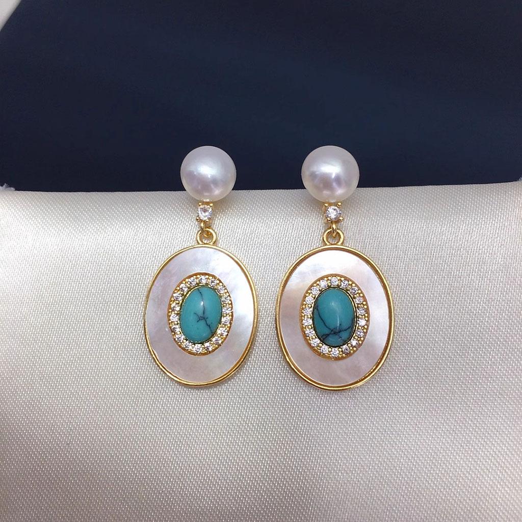 Temperament Simple Natural Freshwater Pearl Earrings Women s Versatile Oval Turquoise Fritillary Earrings Light Luxury High Sense 2026