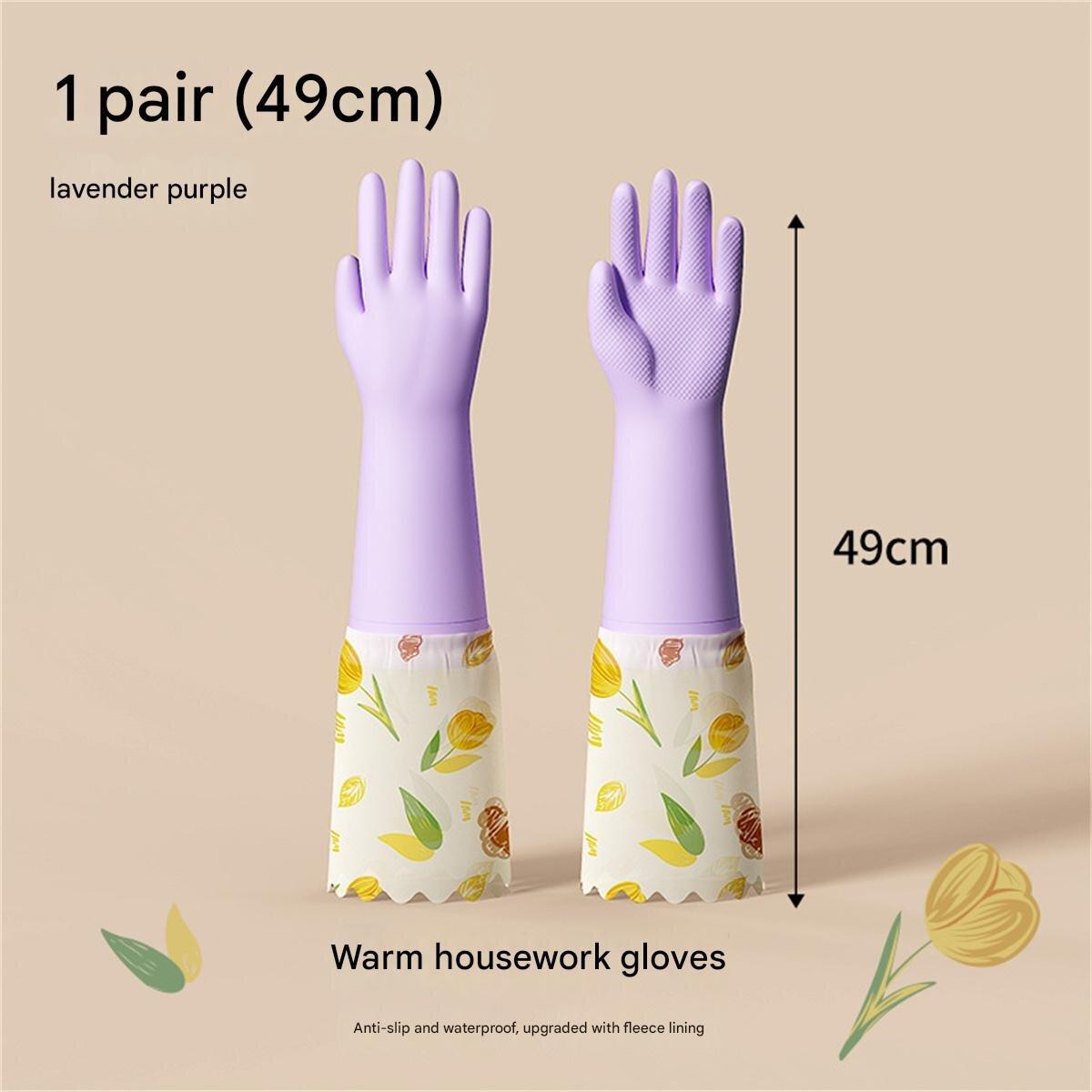 

New household gloves, fleece-lined and thickened, waterproof and durable for winter use, suitable for cleaning, laundry, and dis