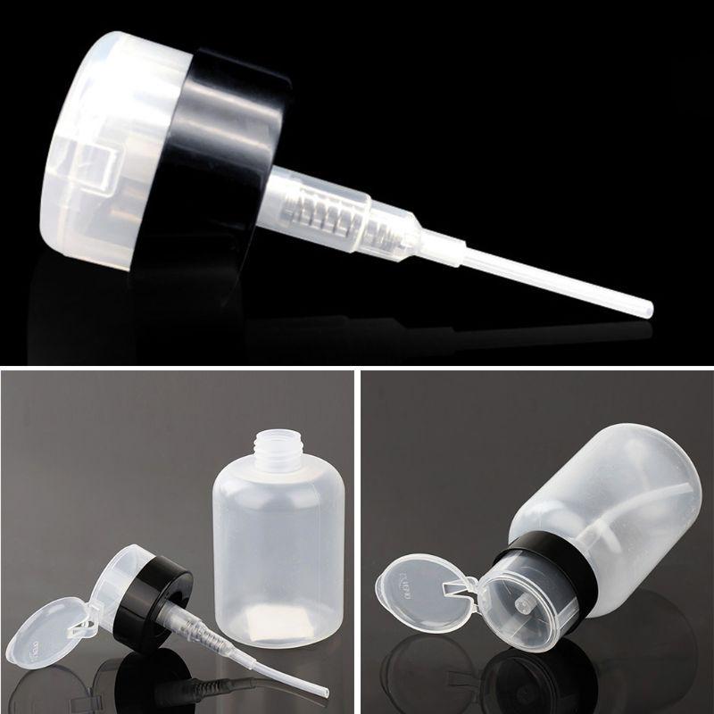 200ml Clear Push Down Empty Bottle Press Pump Dispenser Nail Polish Container