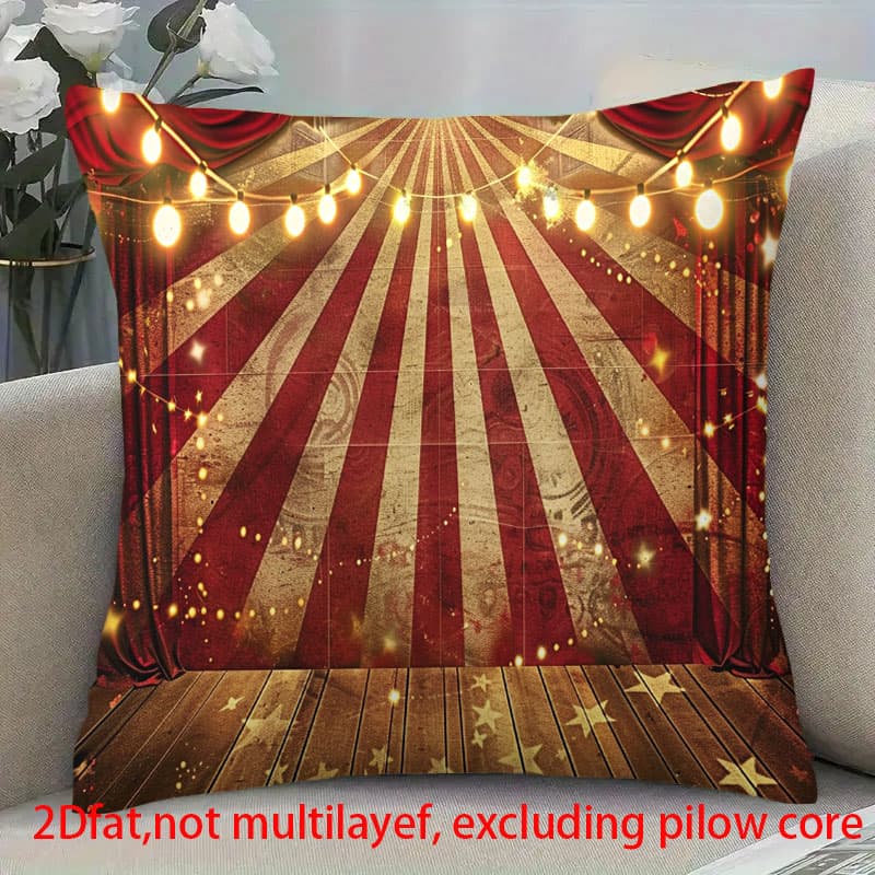 1pc Pillowcase Featuring a Circus Tent Design, Made of Soft and Smooth Polyester Short Plush Fabric with a Single-sided Printed Pattern. Ideal for Dec