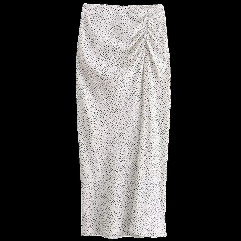 Fashion Style 2024 Spring New Women's Clothing High Waist Crimp Decorative Polka Dot Midi Dress 2662903 070