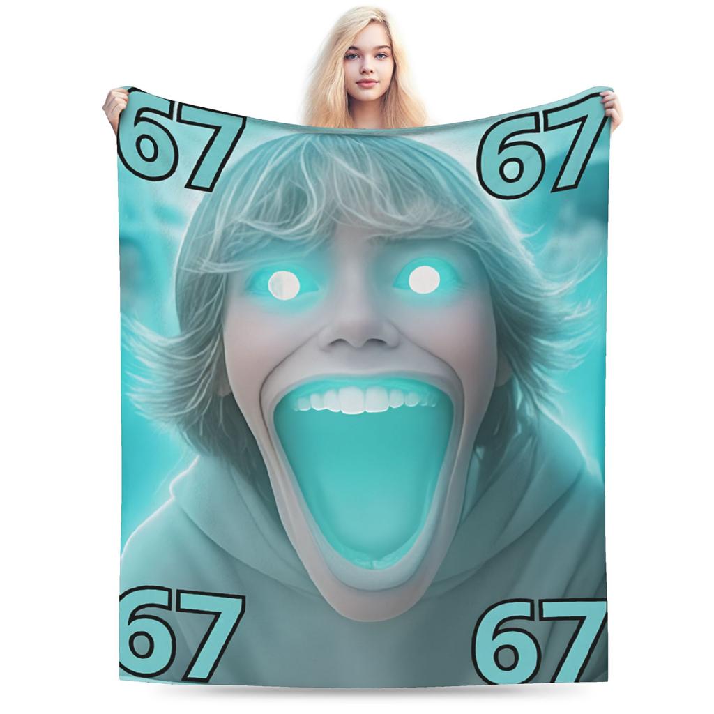 Funny Six Seven 67 Meme Fleece Blanket Throw Blankets for Home Hotel Sofa 150*125cm Bedspreads