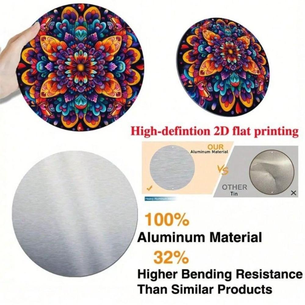 Vintage Metallwandkunstschild Mandala Rund 8x8 Zoll für Wohnzimmer Schlüsselwörter: Metallposter, Wanddeko, Mandala-Vinyl, Rundes Schild, Wohnkunst