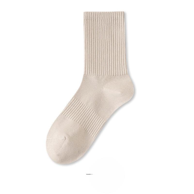 Female Spring and Autumn Pure Cotton Pure Color Girth Waist Absorption Sweat Deodorant Sport Tube Socks