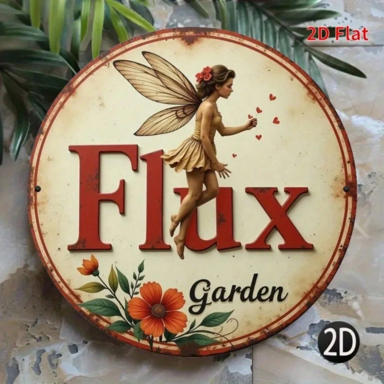 Flower Fairy Snowflake Lotus Round Iron Wall Art Colorful Metal Decor