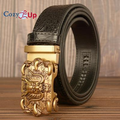 Cozy Up Crocodile Pattern Men's Cowhide Belt Personalized Faucet Retro Dragon Claw Automatic Buckle Cowhide Belt Trouser Belt
