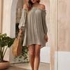 Women's Off-Shoulder Long Sleeve Loose Fit Straight Dress for Everyday Casual Wear