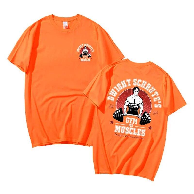 Powerhouse Gym Geek Dwight Schrute S Gym for Muscles Double Sided Print Tshirt Unisex Women Harajuku T Shirt Unisexs Cotton T-shirts