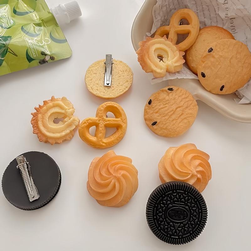 Cartoon Cookie Hair Clip Hairpins Cute Cookie Fun Quirky Side Clip Bangs Clip Student Girl Heart Hair Accessories