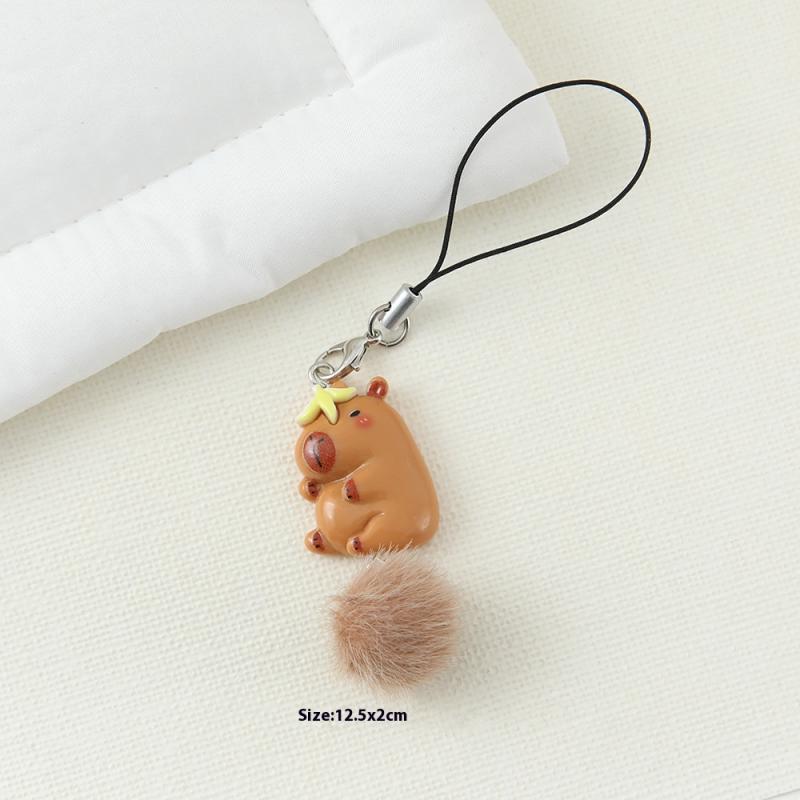 Cute Capybara Mobile Phone Case Strap Key Chains Bag Pendant Decoration Diy Phone Short Lanyard Handmade Jewelry Gift