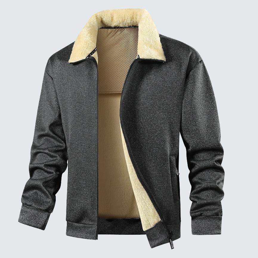 Men's Casual Cargo Long Sleeve Sherpa Lined Jackets With Pockets Outdoor Warm Fall Winter Outwear Jacket Zipper Up Fleece Coats for Men