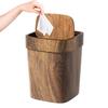 Wood Grain Retro Trash Can 12L Swing Lid Trash Can for  Kitchen Living Room Garbage Bin Office Toilet Paper Basket Bathroom S