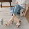 Fashion New Open-toed Casual Sandals 2025 Spring Summer Women's Thick Heel Elegant Middle Heel Buckle Women's Comfortable Shoes