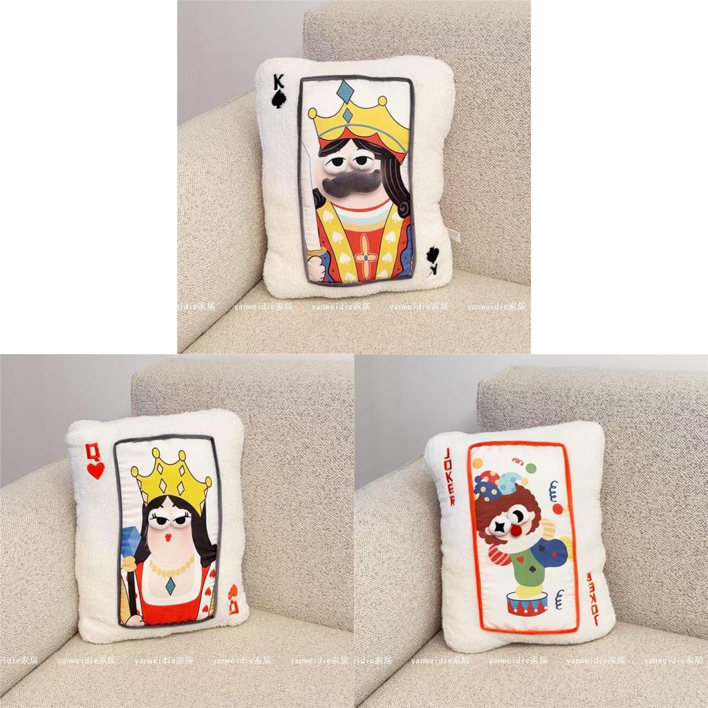 Fun Cartoon Poker Cards Plush Pillow For Living Room Decor And Nap Comfort