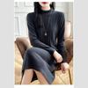 Large-sized Half Turtleneck Mid-length Sweater Dress for Women Solid Color Casual Knitted Dress with Loose Knitted Sweater for Autumn and Winter
