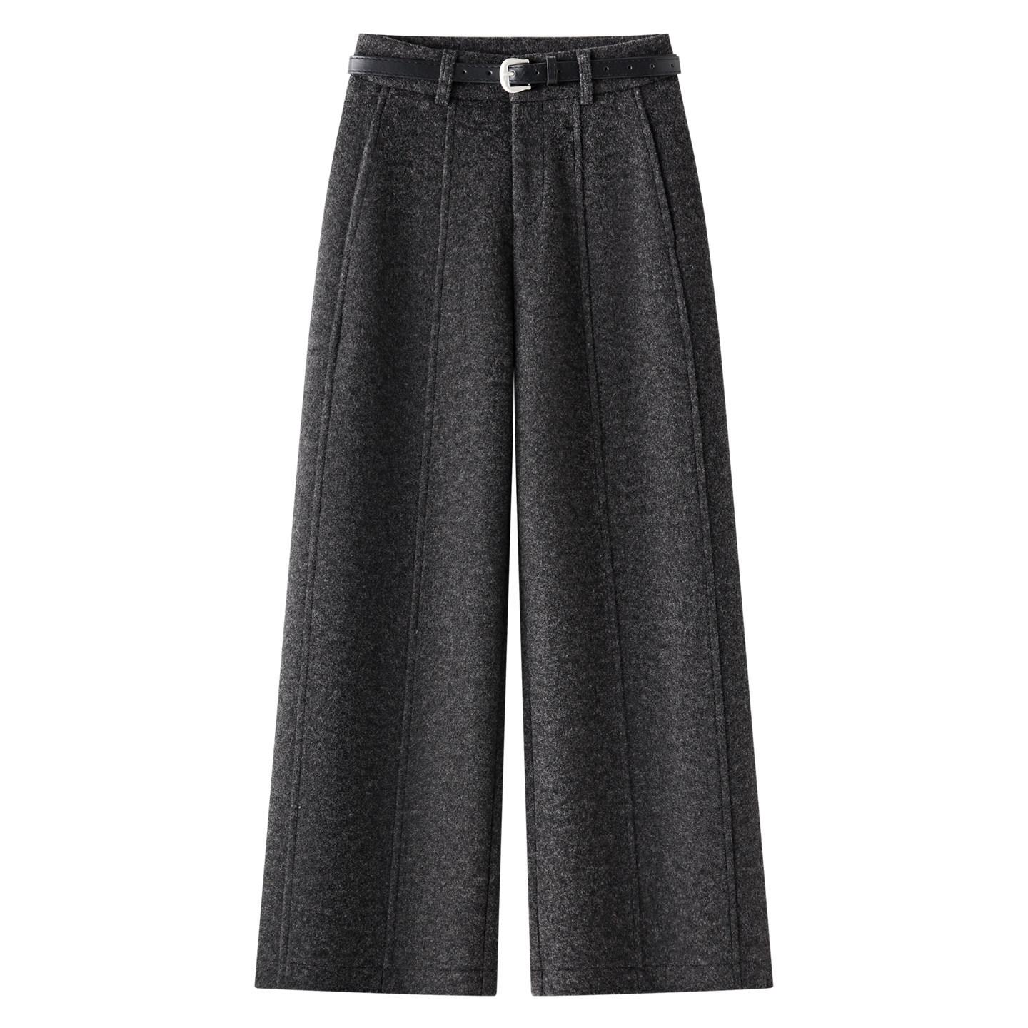 

Unisex High-Waisted Gray Wool Sweatpants for Kids, Winter 2025: Thick Wide-Leg Petite Fit S сірий колір