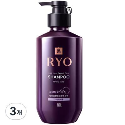 Shampoo Jayangyunmo 9EX per la cura professionale dei sintomi della caduta dei capelli per cuoio capelluto grasso, 400 ml, 3 confezioni