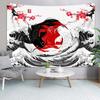 VIKAMA YinYang Koi Ukiyoe Tapestry Red and Black Tai Chi Living Room and Bedroom Wall Hanging Dormitory and Guesthouse Decor