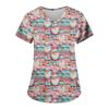 Women's Fashion Casual Christmas Print Pocket T-shirt Top