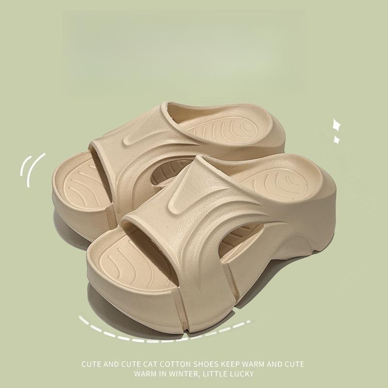 

Летние женские шлепанцы на высоком каблуке, однотонные, на толстой подошве, модные шлепанцы с мягкой подошвой, крутые шлепанцы 40 бежевый