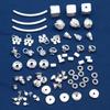 Sterling Silver Brushed Tube and Square Horn Spacer Beads with Small Floral Accents for DIY Crafts