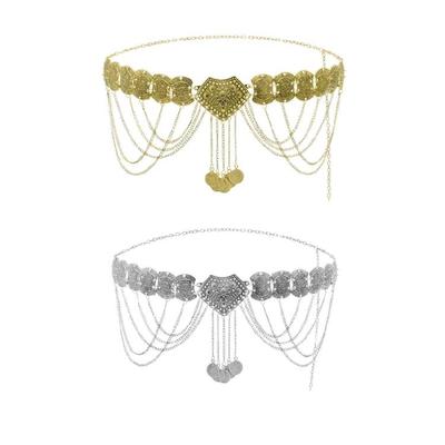 Fringed Coins Chain Belt for Women Hollowed Waist Chain Ethnic Decorative Dress Belt Party Waist Decors Body Jewelry