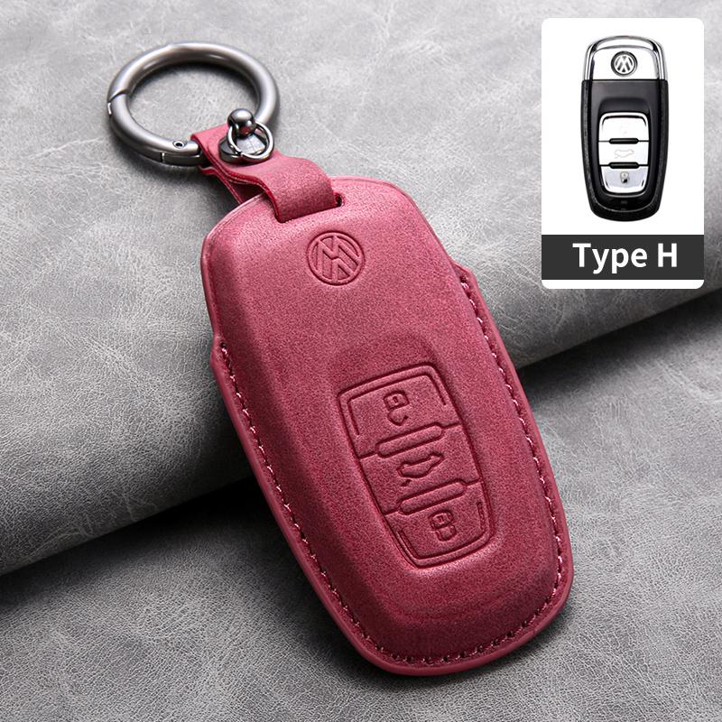 Suede Leather Car Key Case Cover Holder Shell Fob For VW Tiguan Touran Caddy Beetle Jetta Eos Golf Polo Hella Auto Accessories