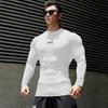 Muscleguys Frühling und Herbst Neue Herren High-Neck Einfache Langarm T-shirt Fitness Fitting Lauf Pullover