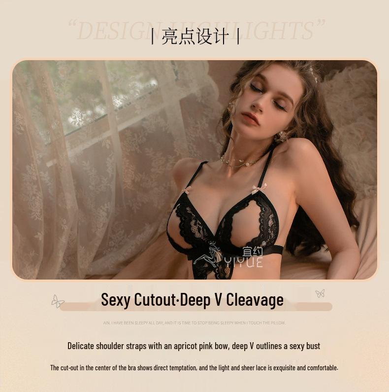 Yi Yue Women's Sexy Lace Bodysuit: Transparent Lingerie & Sleepwear Set 8801