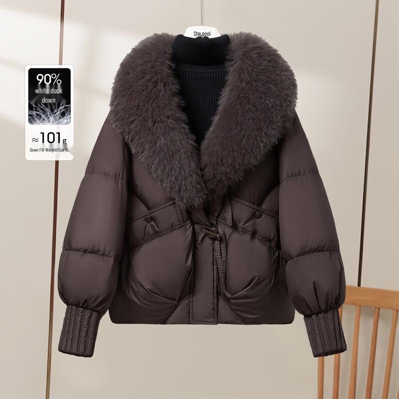 Ta Chi Women s 90% Down Panel Short Jacket with Large Fur Collar S