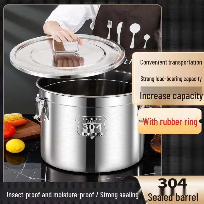 30L 304 Stainless Steel Food Storage Container with Airtight Seal