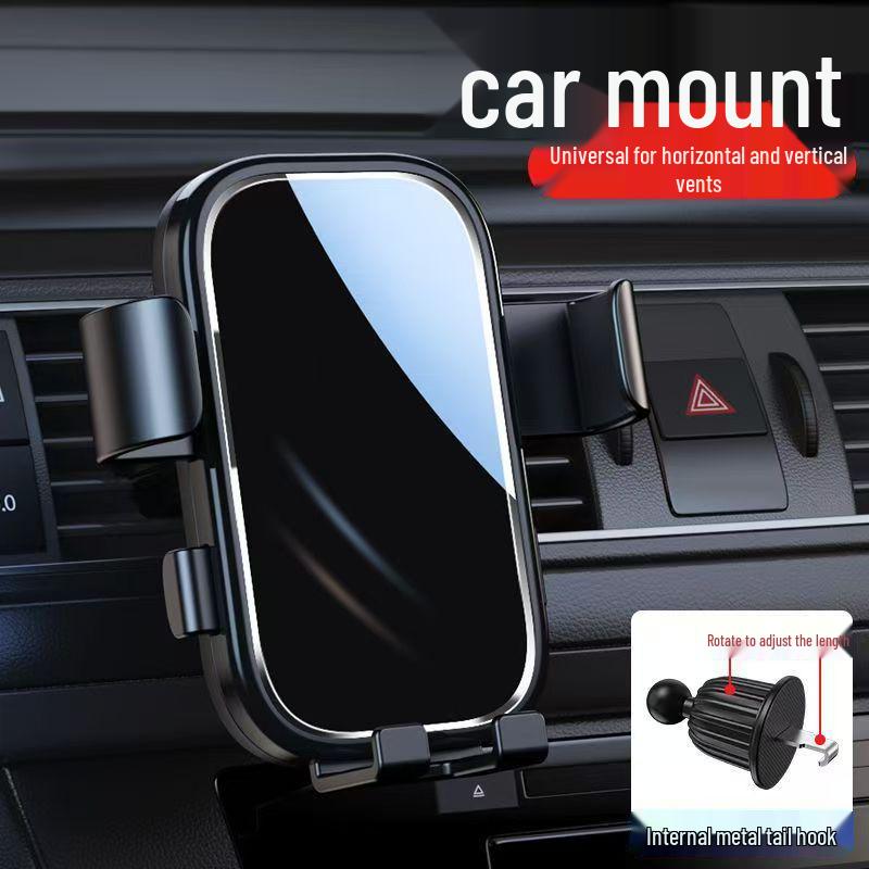 Universal Car Phone Holder with Suction Cup, Auto-Locking, Supports Horizontal & Vertical Screens