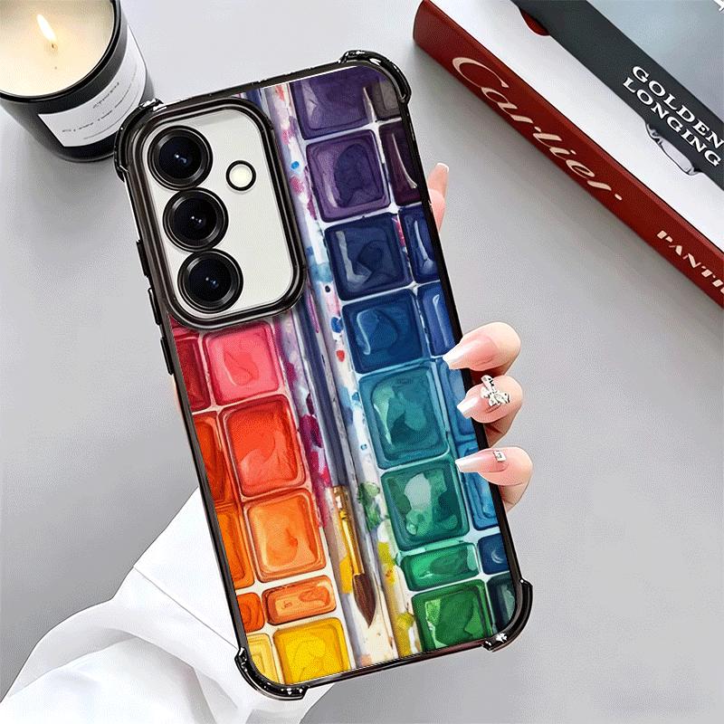 Watercolors Set Paint Palette Plating Phone Case For Samsung A17 A07 A37 A57 A16 A56 A15 A55 A14 A54 A13 A53 A26 A36 A25 A35 A24