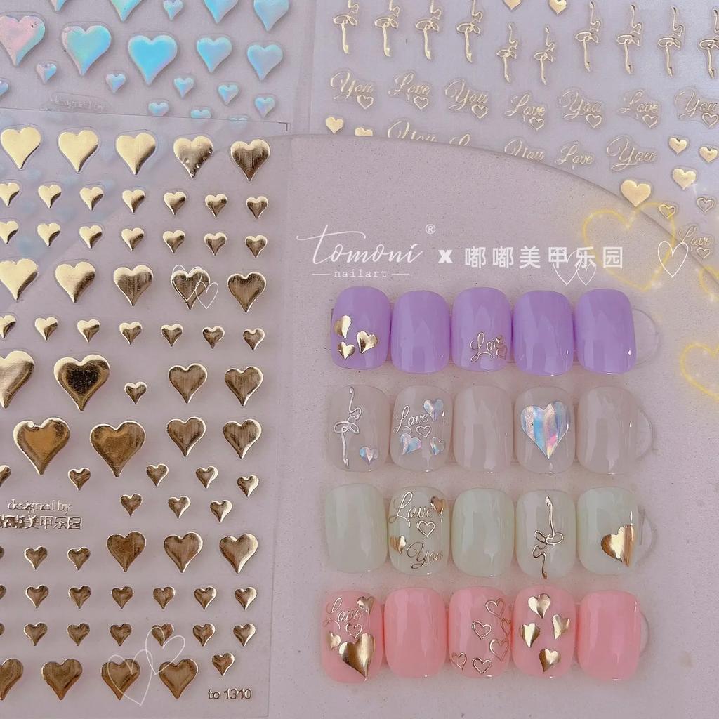 Cat's Eye 5D Gradient European Love Gem Wing Crystal Geometric Colorful Self Adhesive Nail Art Stickers Manicure Decals
