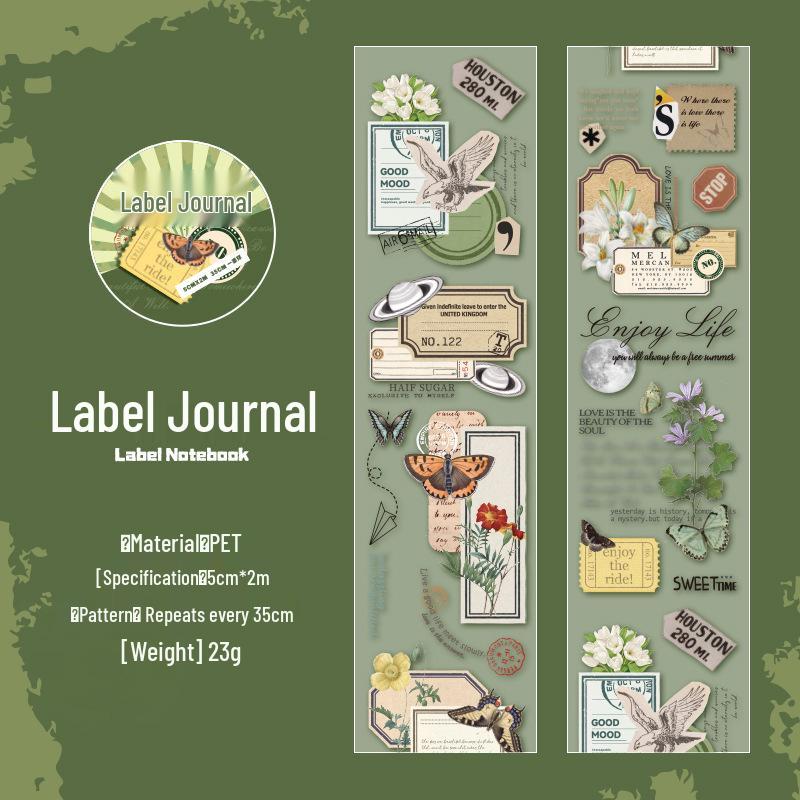 Yu Xian Matte PET Die-cut Tape Old Garden Dreams Series: Retro Journal Stickers (4 Styles)