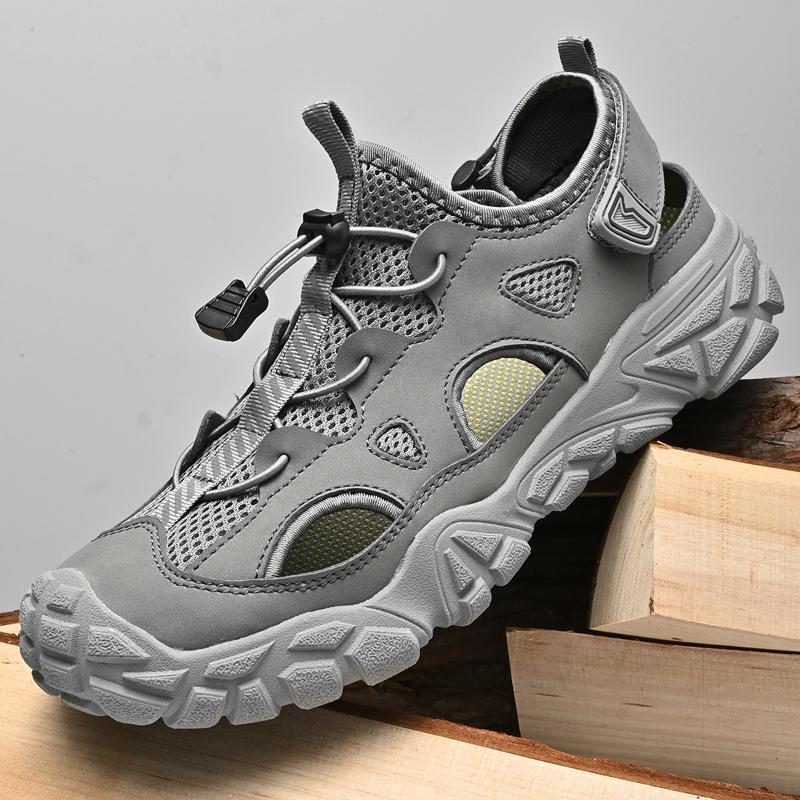 Breathable Men's Bag Head Sandals Hollow Mesh Hole Shoes Outdoor Non-slip Summer Sandals Lightweight Sports Leisure Beach Shoes