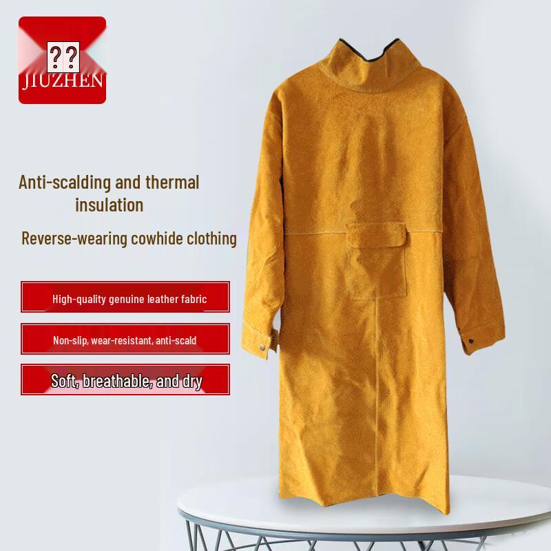 JiuZhen Leather High-Temperature Welding Protective Apron High-collar Long-sleeve 120CM