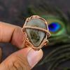 Natural Labradorite Gemstone Handmade Copper Wire Wrap Ring Size 8.5 c1E22