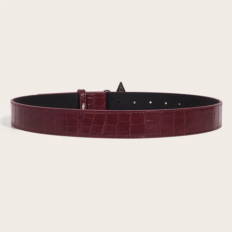 Width 3.3cm Hip-hop Retro Ladies Belt Gothic Punk Five-pointed Star Buckle Pu Leather Girdle Rock Y2k Popular Red Waistband