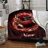 Football Helmet And Ball With Flames Blanket With Customizable Name Four Seasons Comfortable Shawl Blanket Suitable For Home Travel Camping Office