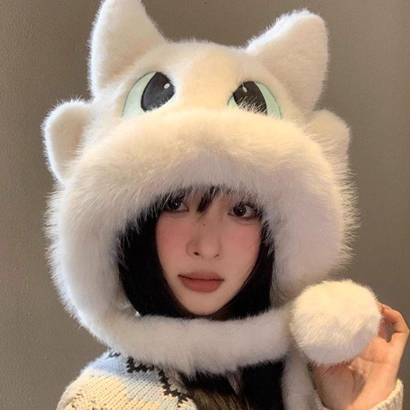 Cute Plush Hat Women's Autumn and Winter New Plush Thickened Warm Cycling Ear Protection Women's Hat