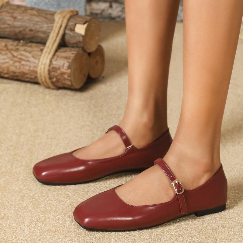 Fashion Women's Flats Elegant Soft Sole Ballet Shoes Square Head Single Shoe Mary Jane Shoes High Quality Small Leather Shoes for Women