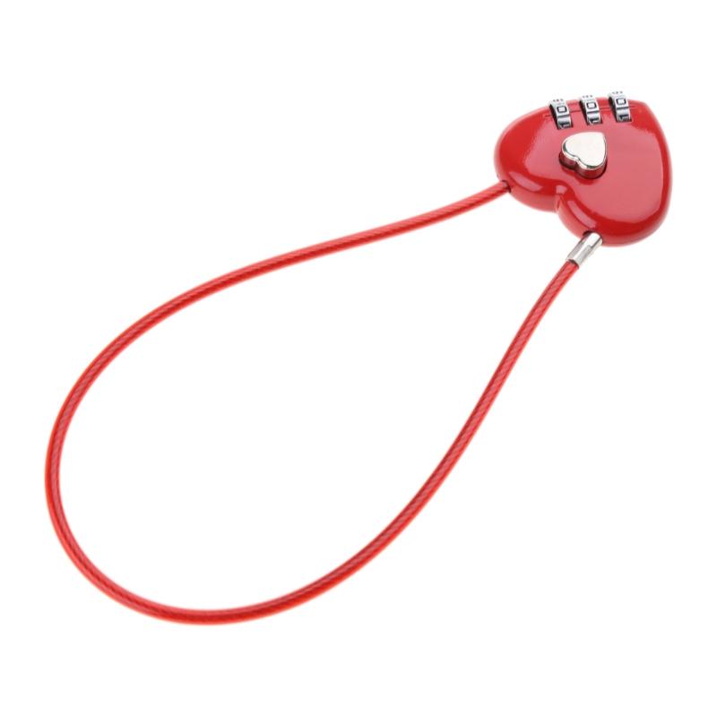 Zinc Alloy Wire Rope Password Lock Mini Love Heart Shape Password Padlock Travel Luggage Package Password Lock