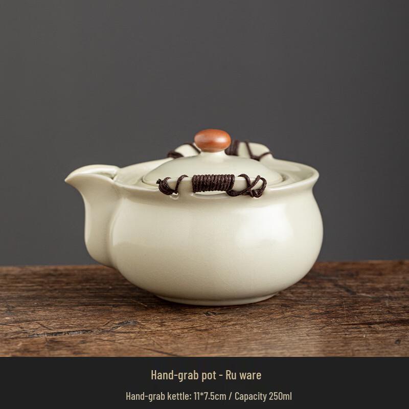 

Ru Kiln Style Beige Ceramic Hand Teapot