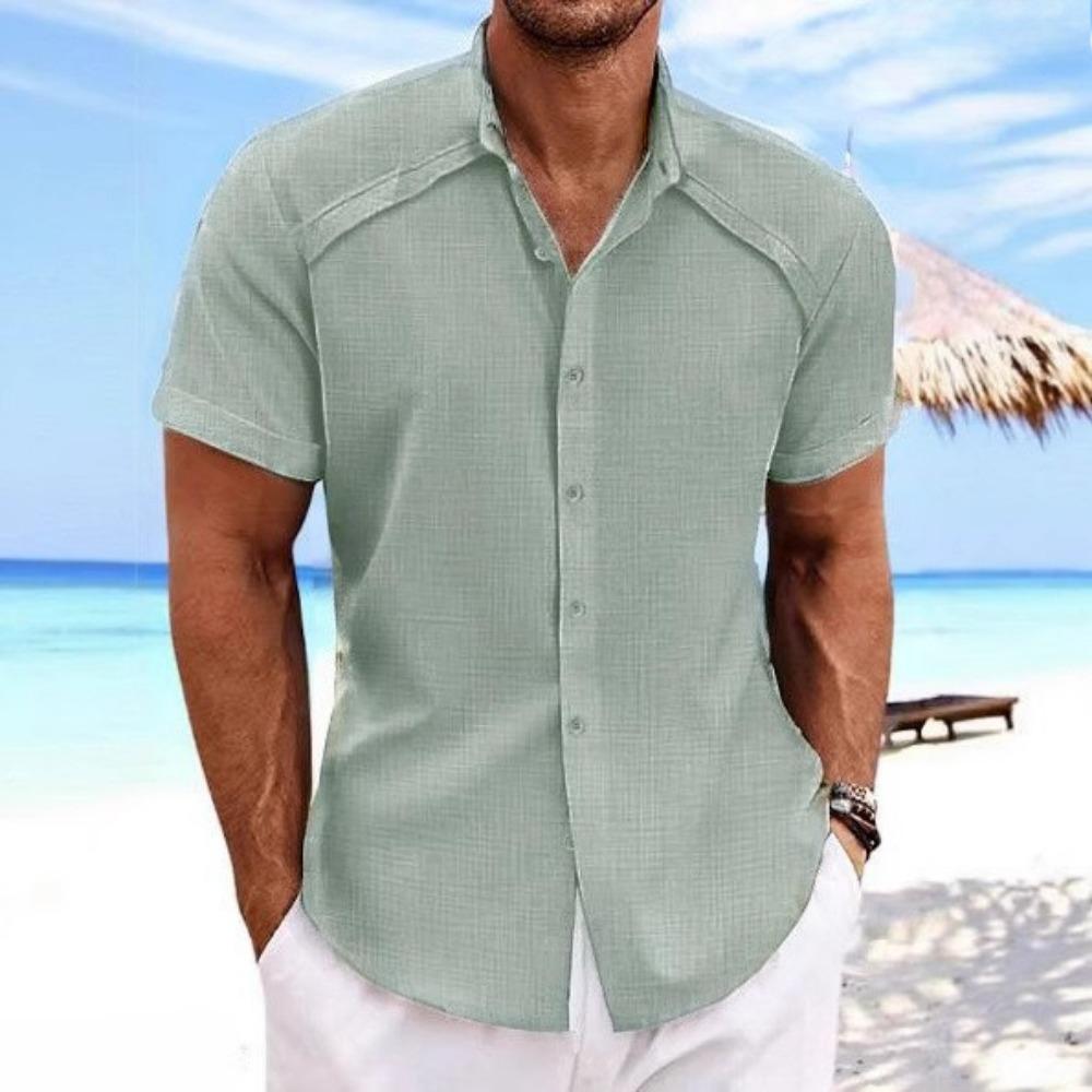 

Летние мужские рубашки с короткими рукавами, гавайские повседневные рубашки с короткими рукавами однотонные, рубашки для пляжного отдыха и активного отдыха XXXL светло-зеленый