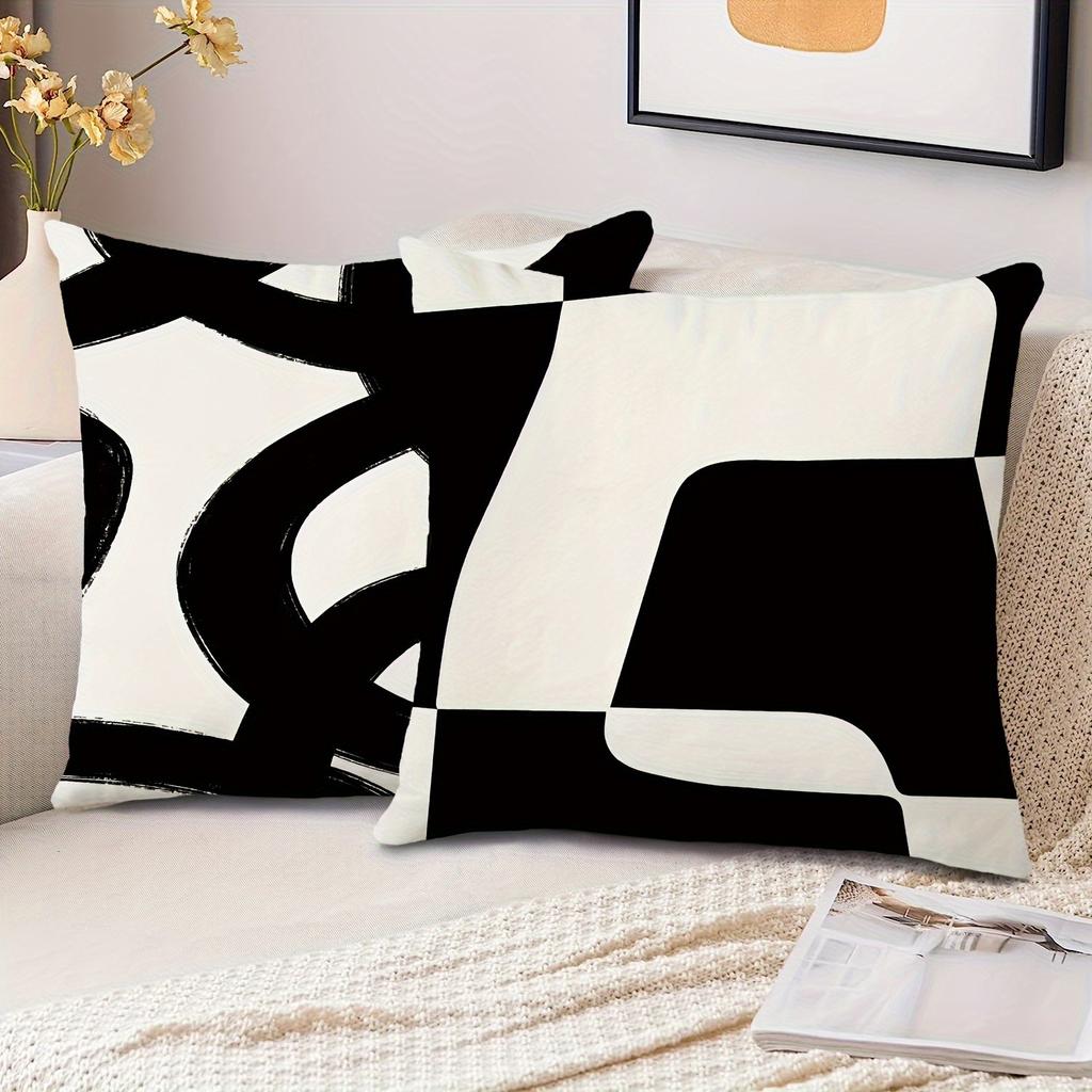 Abstraktní jednoduchý černý linkový potisk povlaku na polštář obývací pokoj pohovka židle polštářový povlak bytová pokojová dekorace bez polštářové výplně