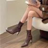 Women Boots Short High Heels Shoes for Women Autumn Winter Botas Mujer Ankle Boots Black Sock Women Heels Boots Female D220