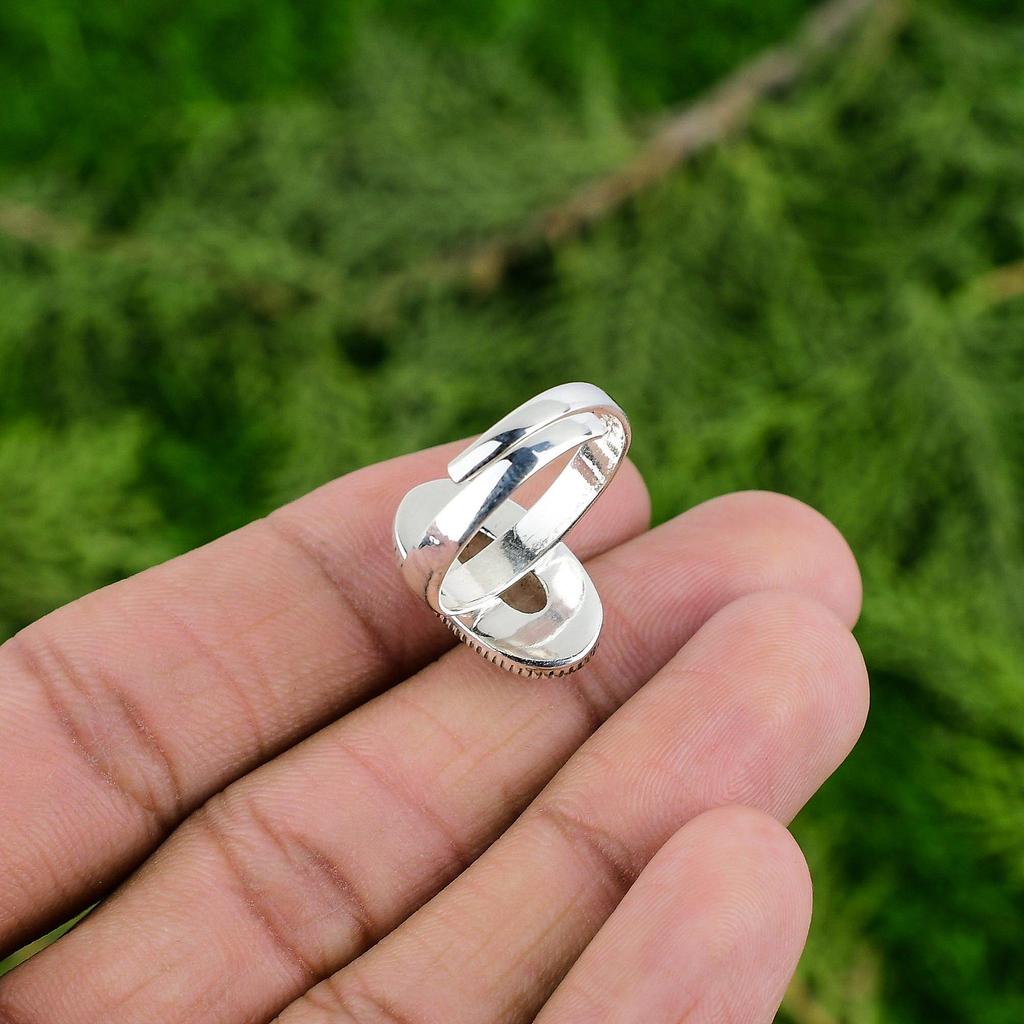 925 Sterling Silver Oval Natural Golden Rutile Stackable Bezel Wife Ring Jewelry