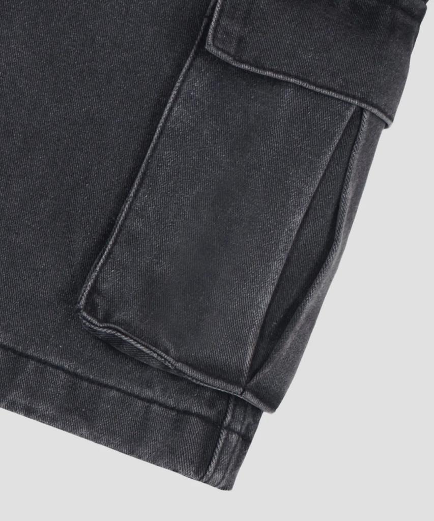 AGOD Bermuda Wide Single-Pleat Cargo Denim Shorts [Gray]